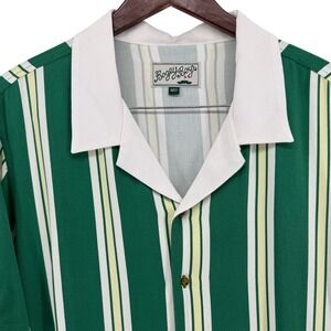 Bogey Boys Green Striped ShortSleeve Camp Collar ButtonUp Shirt MD The Augusta